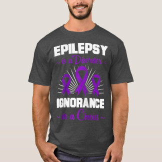 Mens Epilepsy Warrior Epileptic Day Purple Ribbon  T-Shirt