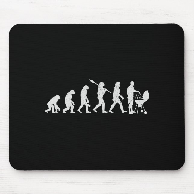 Mens evolution of grilling human bbq lover mens mouse pad (Front)