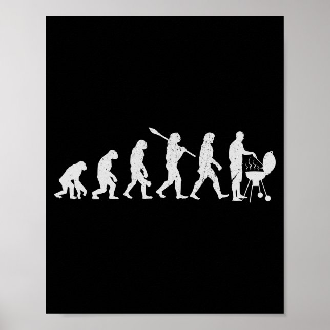 Mens evolution of grilling human bbq lover mens poster (Front)
