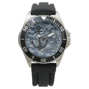 Men's Ewatch Blue Camouflage Stainless Steel Watch