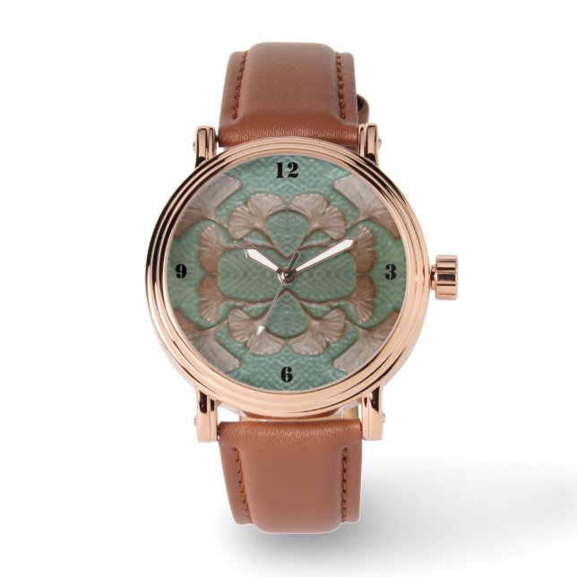 Men's eWatch with Green and Copper Gingko face  Watch (Front)