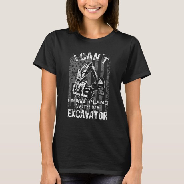 Mens Excavator Construction Worker Digger Backhoe  T-Shirt (Front)