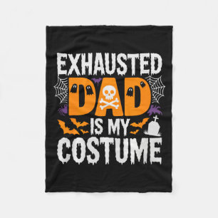 Mens Exhausted Dad Is My Costume Shirt Men Hallowe Fleece Blanket