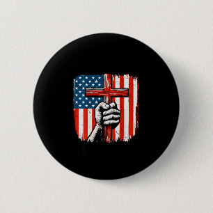 Mens Faith Over Fear Christian Patriotic American 6 Cm Round Badge