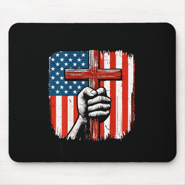 Mens Faith Over Fear Christian Patriotic American  Mouse Pad (Front)