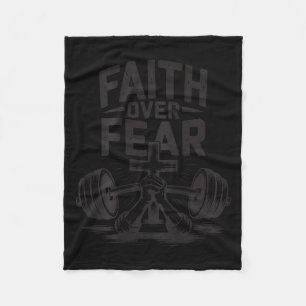 Men's Faith Over Fear Christian Workout Gym Jesus Fleece Blanket