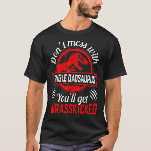 Mens Family Matching Single Dad Dinosaurs Christma T-Shirt
