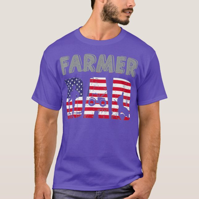 Mens Farmer Dad Farmm Farming American 4th Of T-Shirt (Front)