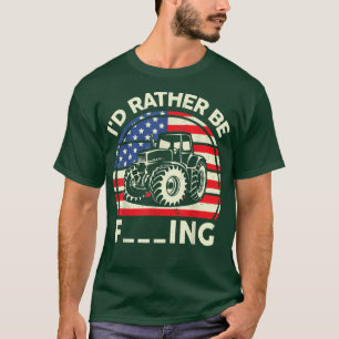 Mens Farmer Shirt Boy Funny I'd Rather Be Farming 