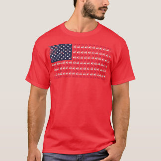 Mens Farming Farmer Tractor July 4th American Flag T-Shirt