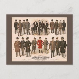 Men's fashion fall and winter 1895 postcard