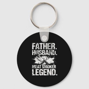 Mens father husband meat smoker legend grilling  key ring
