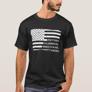 Mens Father Husband Mechanic Hero Fathers Day Car  T-Shirt