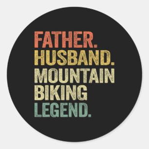 Mens Father Husnd Mountain Biking Legend Mtb Dad R Classic Round Sticker