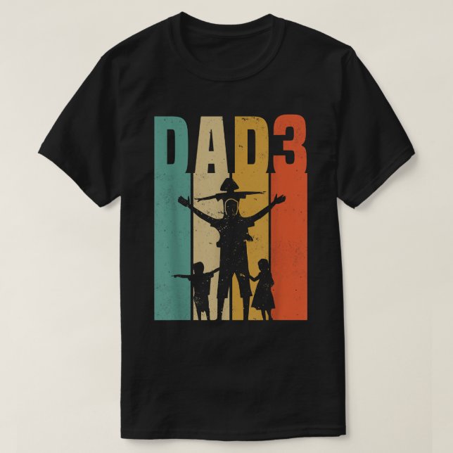 Mens Father of 3  Dad 3 Fathers day  T-Shirt (Design Front)