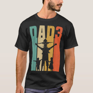 Mens Father of 3  Dad 3 Fathers day  T-Shirt
