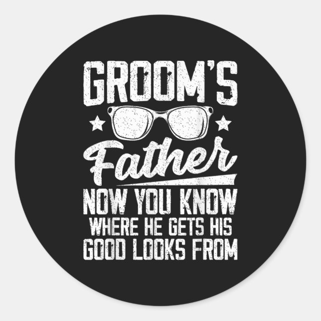 Mens Father Of The Groom Wedding Costume Grooms Fa Classic Round Sticker (Front)