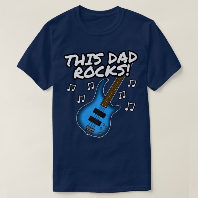 Mens Fathers Day Bass Guitar, This Dad Rocks, Bass T-Shirt (Design Front)