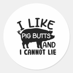 Mens Father's Day Bbq I Like Pig Butts Grill Classic Round Sticker