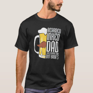 Mens Father's Day Bearded Inked Dad Beer Tattoo   T-Shirt