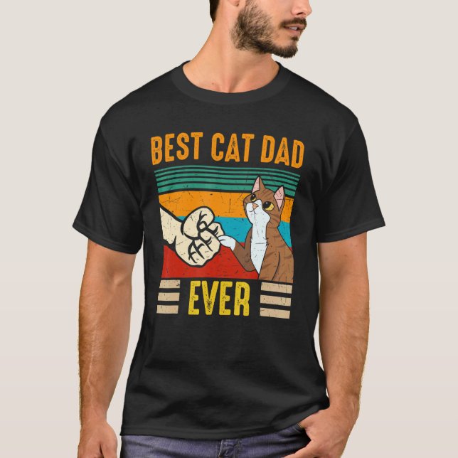 Mens Father's Day Best Cat Dad Ever Kitten Pet T-Shirt (Front)
