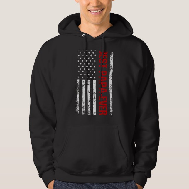 Mens Father's Day Best Dad Ever Papa With Us Ameri Hoodie (Front)