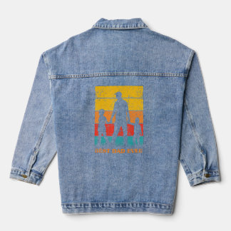Mens Father's Day Best Dad Ever Retro Sunset Fathe Denim Jacket