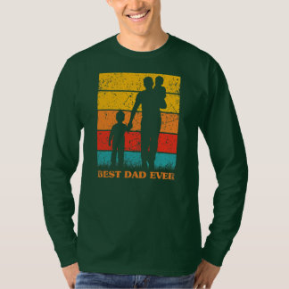 Mens Father's Day Best Dad Ever Retro Sunset T-Shirt