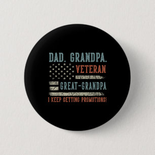 Mens Fathers Day Dad Grandpa Veteran Great Grandpa 6 Cm Round Badge
