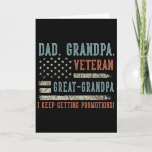 Mens Fathers Day Dad Grandpa Veteran Great Grandpa Card