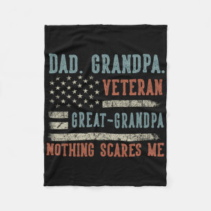 Mens Fathers Day Dad Grandpa Veteran Great Grandpa Fleece Blanket