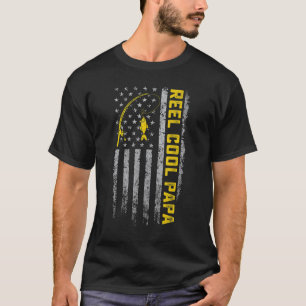 Mens Fathers Day   Fishing Reel Cool Papa Dad Joke T-Shirt