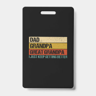 Mens Fathers Day Gift from Grandkids Dad Grandpa ID Badge