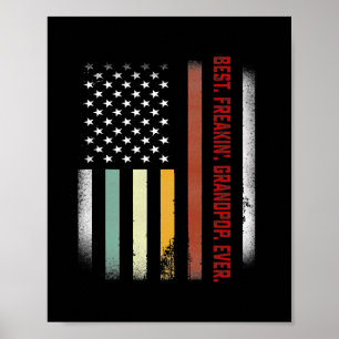 Mens Fathers Day Gift Tee Best Freakin Grandpop Poster