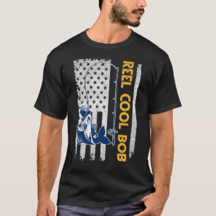 Mens Father's Day  Reel Cool Bob Fish American Fla T-Shirt