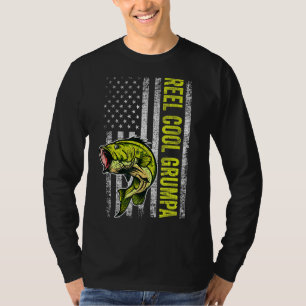 Mens Father's Day Reel Cool Grumpa Fish American T-Shirt