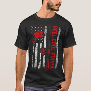 Mens Father's Day  Reel Cool Poppa Fish American F T-Shirt