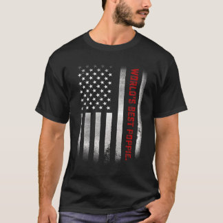 Mens Fathers Day   World's Best Poppie Ever Us Fla T-Shirt