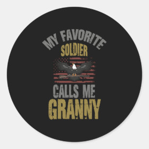 Mens favourite soldier calls granny usa american classic round sticker