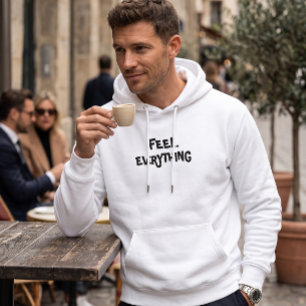 Men's Feel Everything White Graphic Hoodie Minim