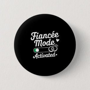 Mens fiancé mode activated fiancee couple wedding 6 cm round badge