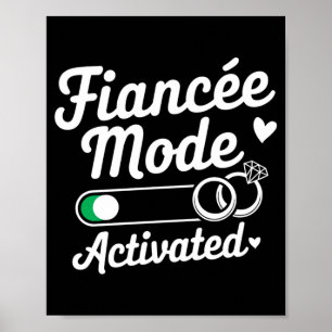 Mens fiancé mode activated fiancee couple wedding poster