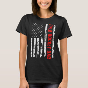 Mens Field Hockey Dad American Flag Patriotic Hock T-Shirt