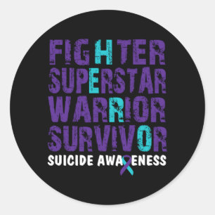 Mens Fighter Survivor Awareness Mental Health Classic Round Sticker