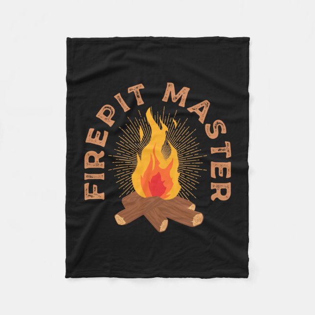 Mens firepit master camping campfire camper fire fleece blanket (Front)