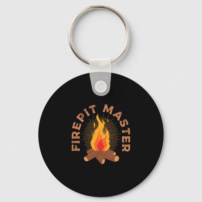 Mens firepit master camping campfire camper fire key ring (Front)