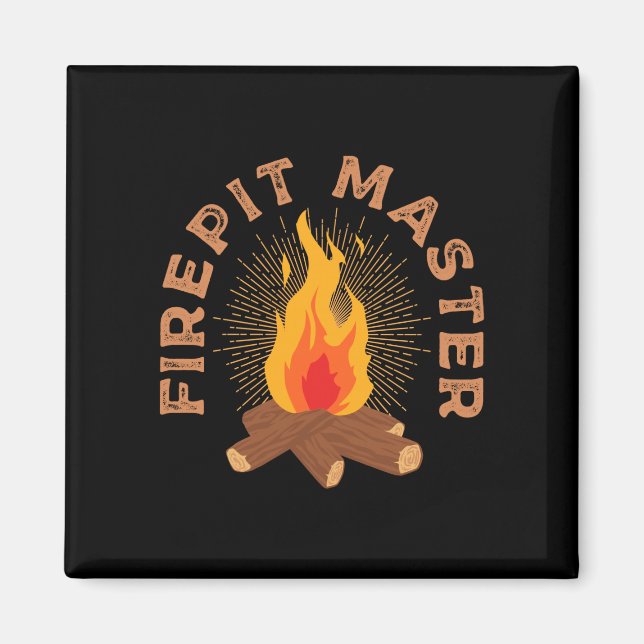 Mens firepit master camping campfire camper fire magnet (Front)