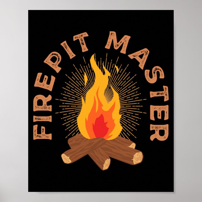 Mens firepit master camping campfire camper fire poster (Front)