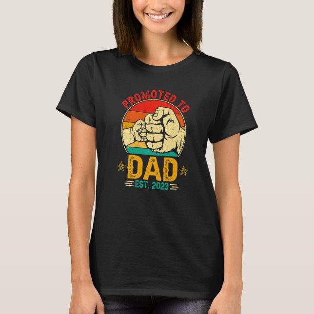 Mens First Bump New Dad Father's Day Promoted To D T-Shirt (Front)