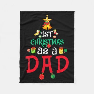 Mens First Christmas As A Dad Xmas New Daddy Anno Fleece Blanket